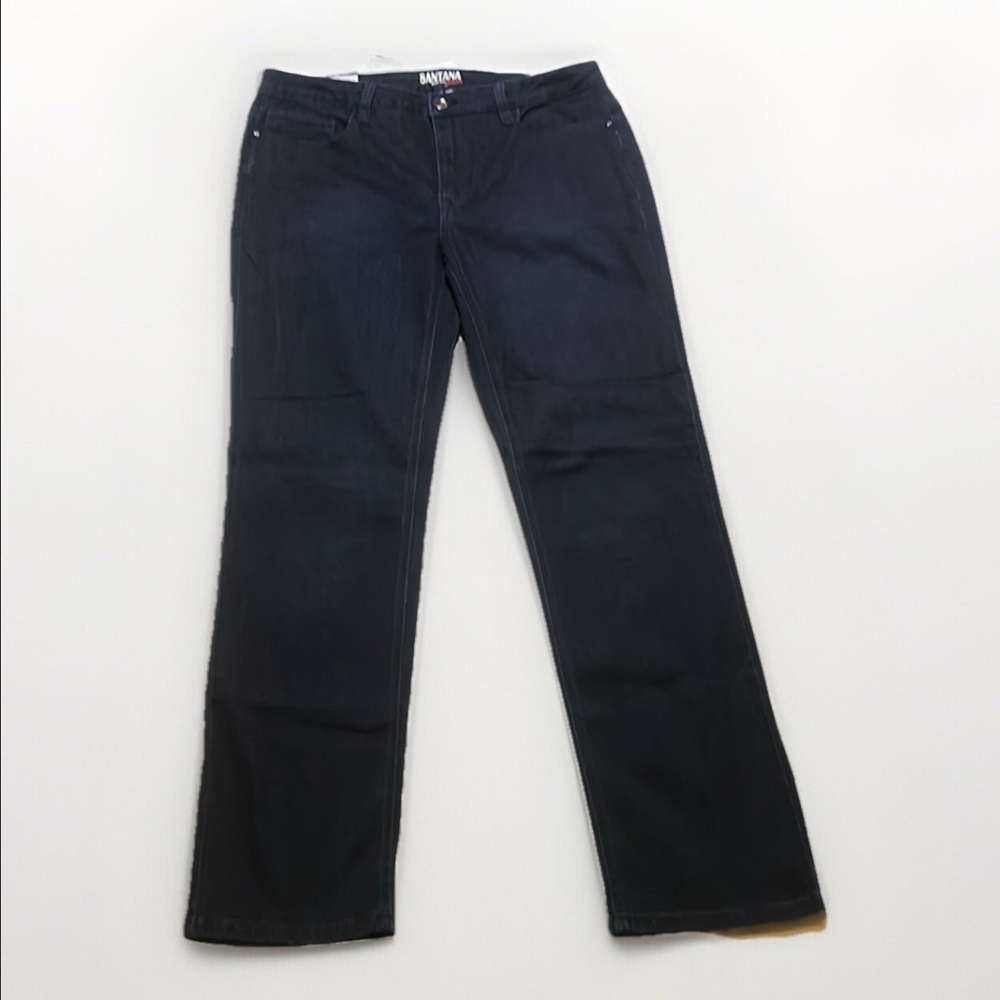NWT Santana Dark Blue Mid Rise Straight Leg Tummy Control Jeans sz 14 inseam 31”